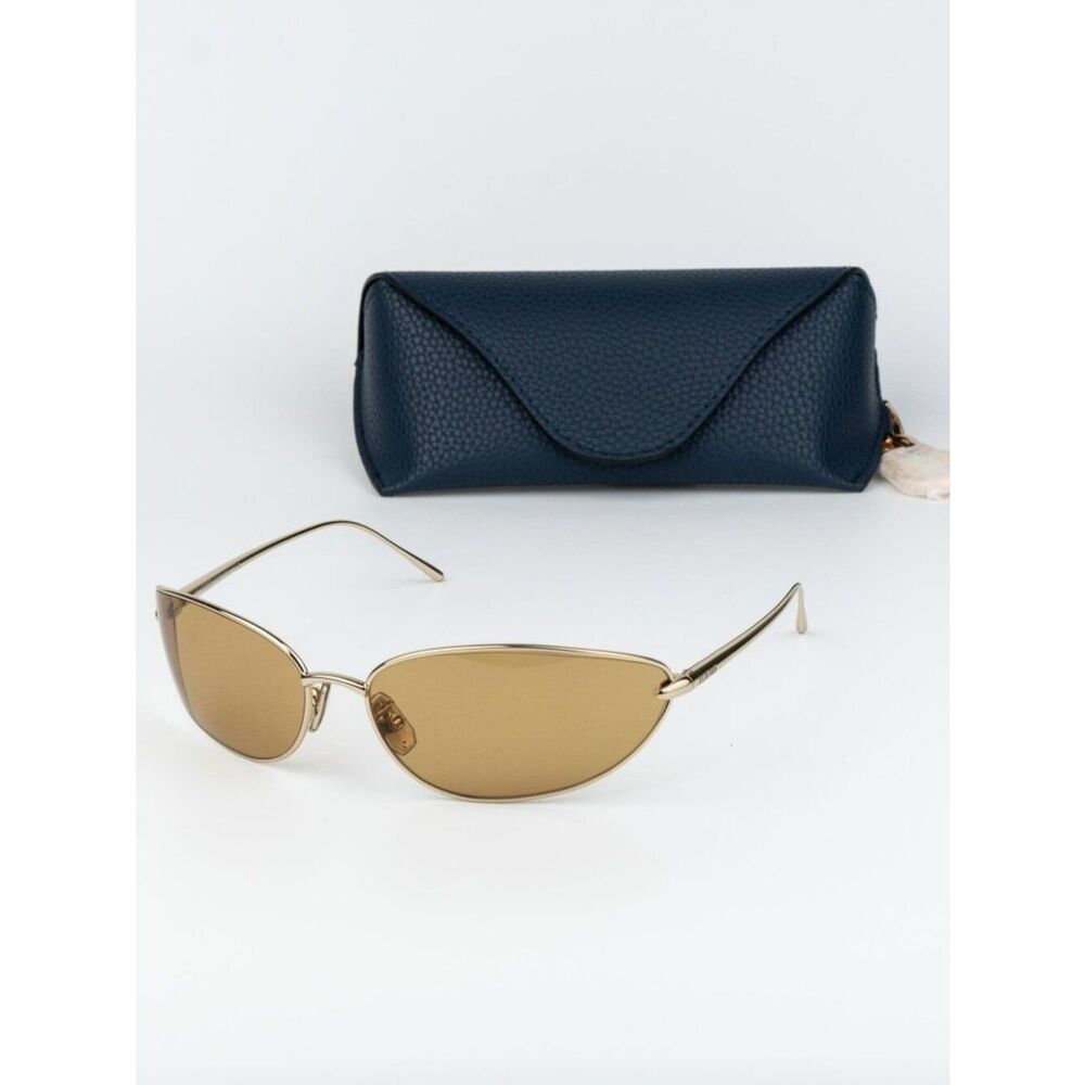 Loewe Women Sunglasses Gold Brown Wraparound LW40164U 32E NEW AUTHENTIC